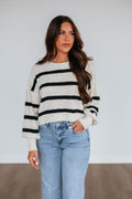 Aubriana Striped Sweater - Black Mix