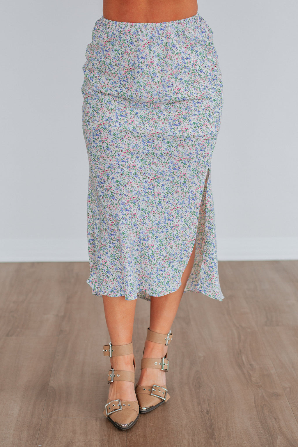 Posey Floral Skirt - Sky Blue Mix