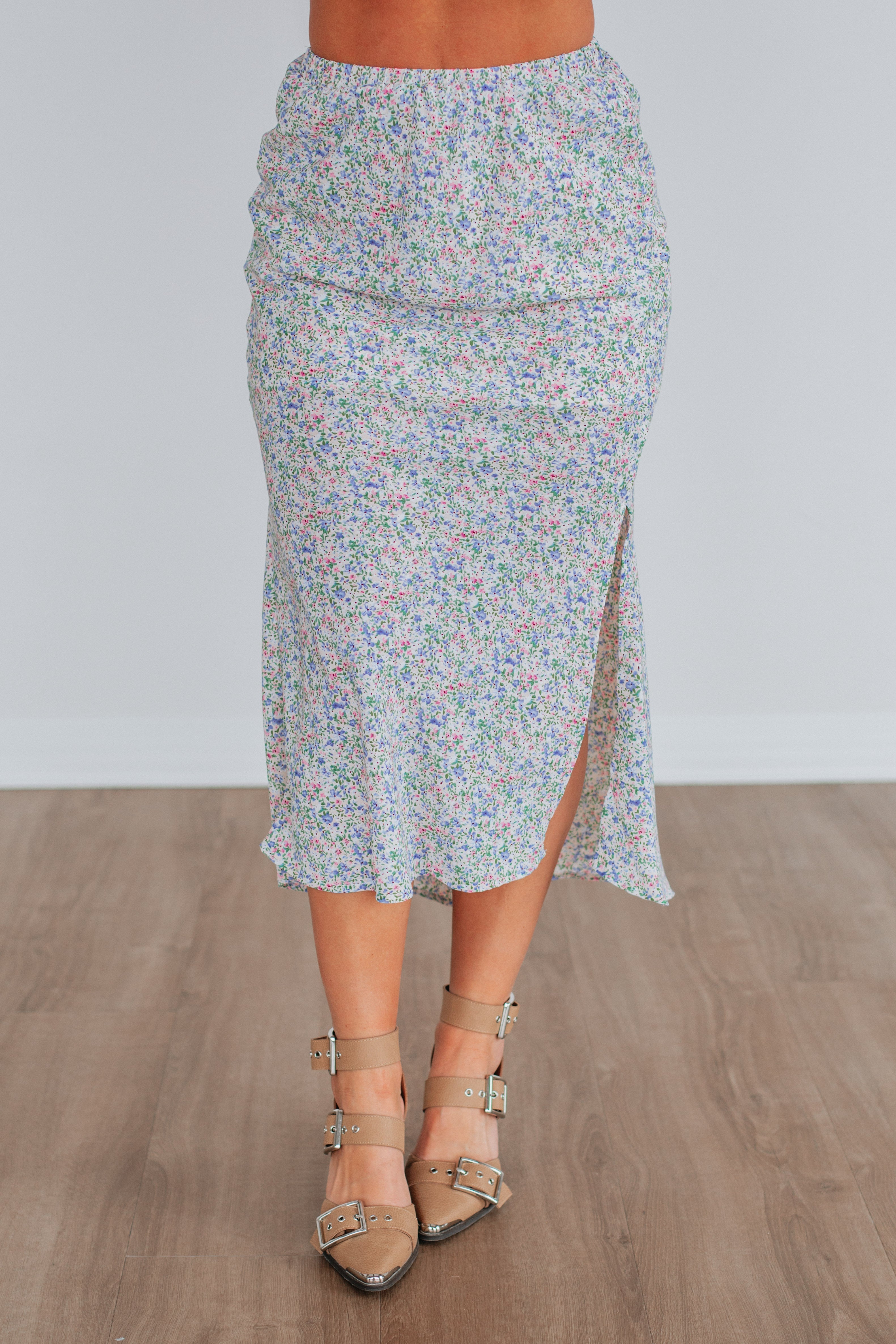 Posey Floral Skirt - Sky Blue Mix