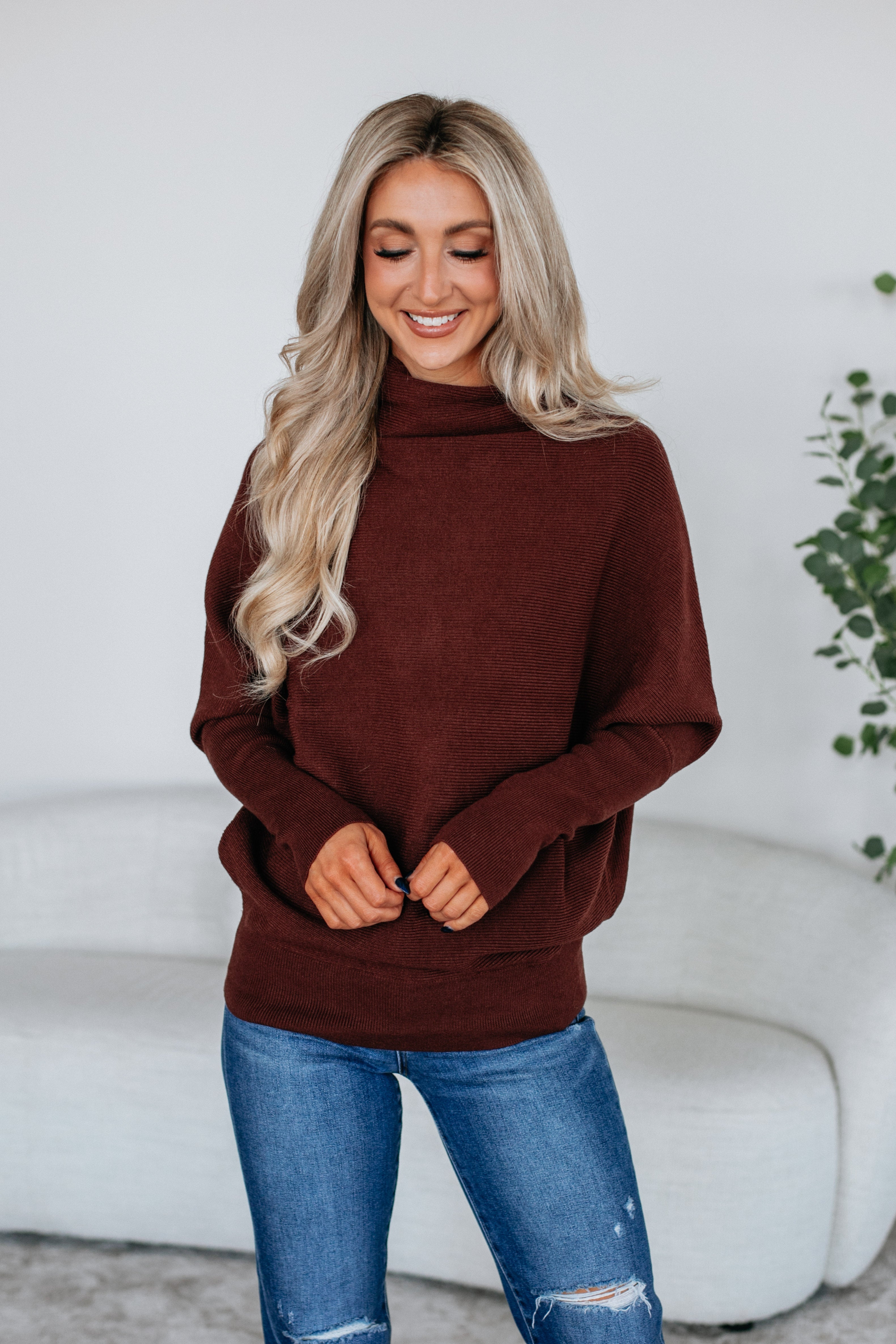 Gretchen Dolman Sweater - Mahogany