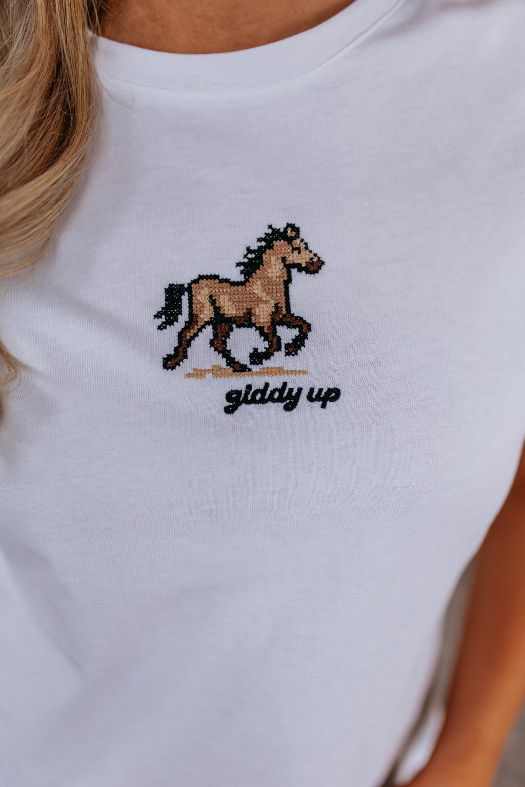 Giddy Up Embroidered Tee
